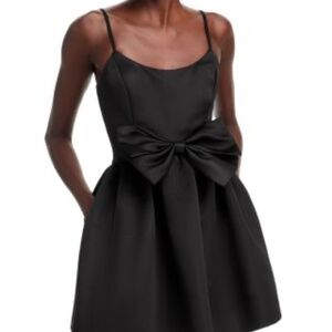 NWT Aqua black satin bow front fit and flare mini dress XL